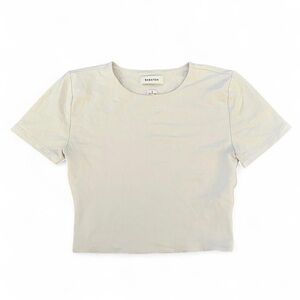 Aritzia Babaton Cream Contour Short Sleeve Crop Top